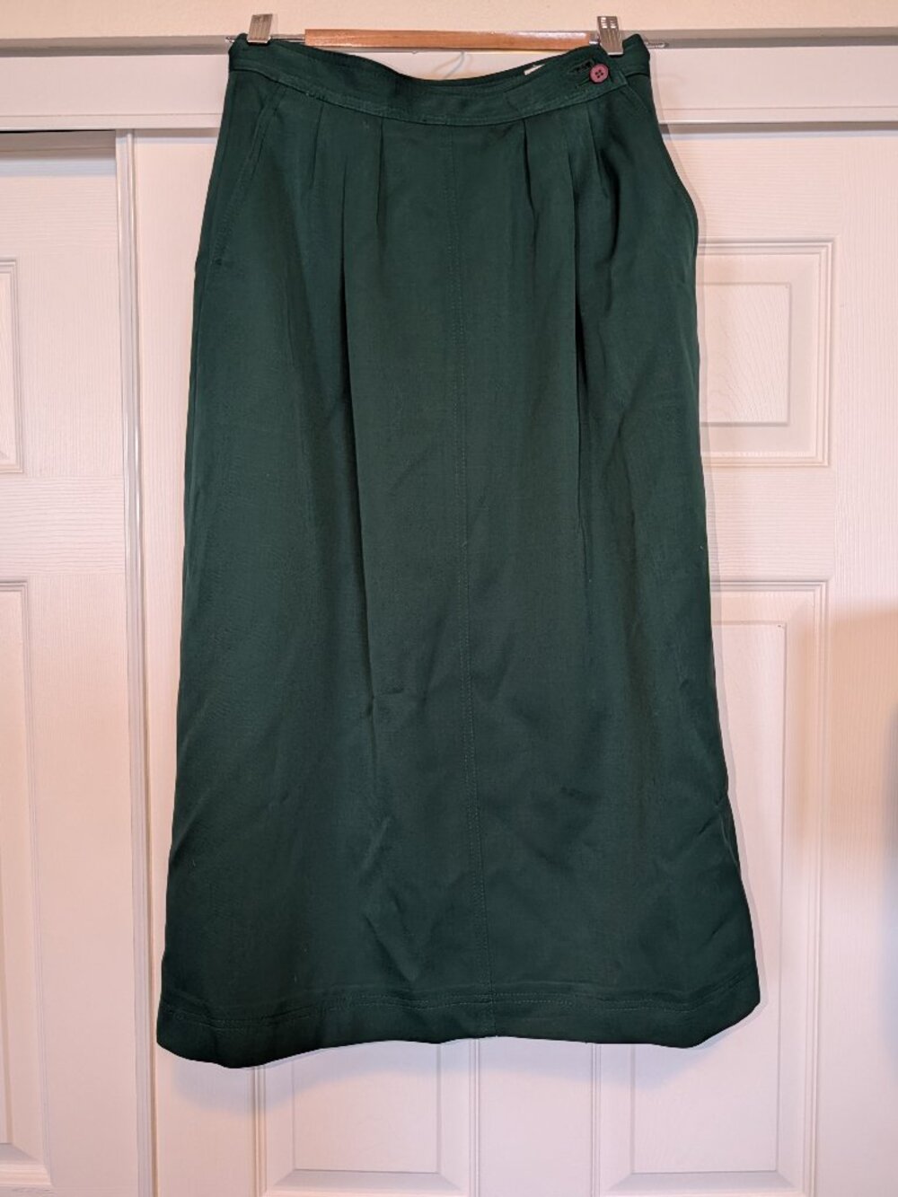 Vintage Rafaella 100% Wool Forest Green High Waist Pleated Midi Skirt
